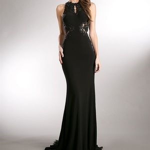 SHEATH PROM PARTY BEADED DRESS GOWN AC359 BLACK